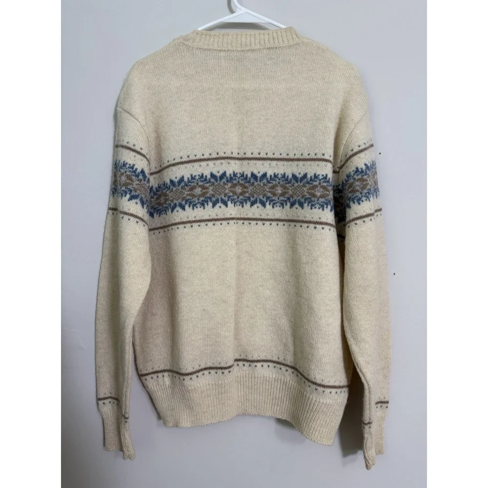 Vintage Maxam Sweater Mens Large Knit Snowflake Nordic Pullover USA Preppy